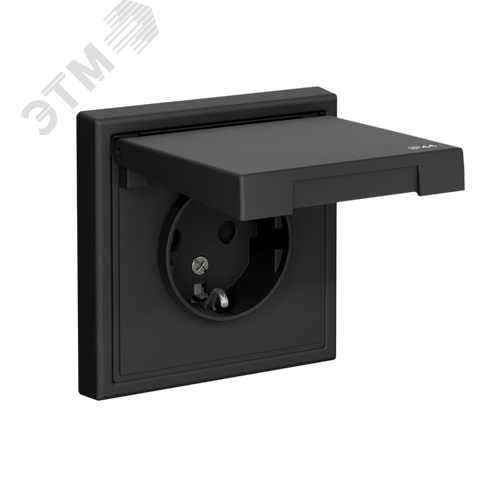 ARTGALLERY розетка с заземл. со шт. с крышк, 16А, IP44, механизм, карбон - фото 4