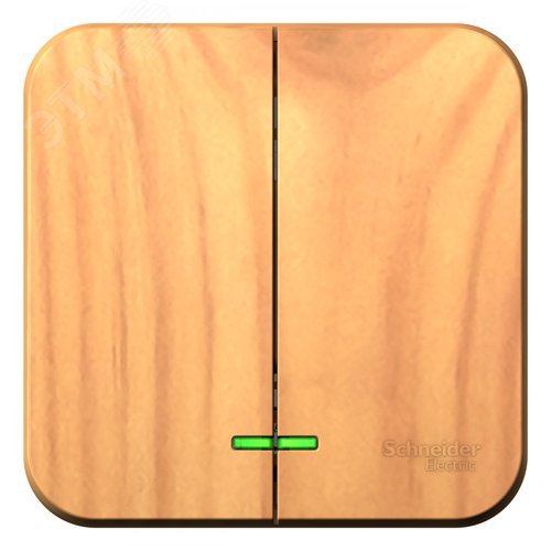 Выключатель BLANCA двухклавишный наружный (схема 5) с подсветкой и изоляционной пластиной 10а 250b ясень - фото 1