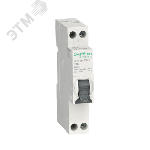 Изображение товара Выключатель автоматический дифференциального тока АВДТ 1П+Н C16 4500A 30мА AC 18мм City9 Set (шт)