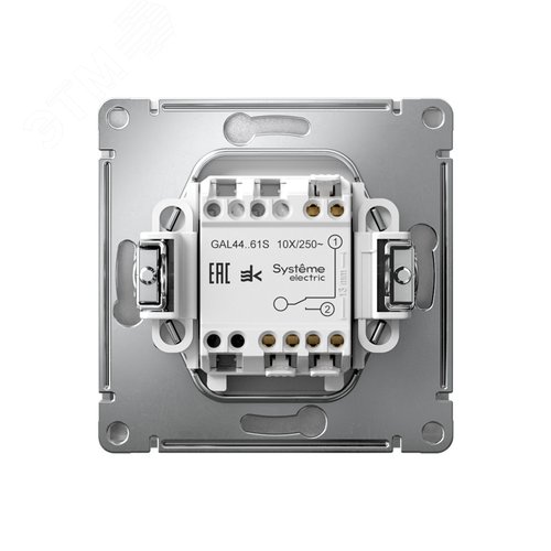 ARTGALLERY 1-клавишный ПЕРЕКЛЮЧАТЕЛЬ IP44, 10АХ,  механизм, быстрозажимные клеммы, АЛЮМИНИЙ - фото 2