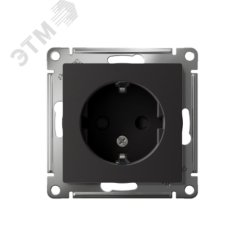 Розетка ATLASDESIGN с заземлением со шторками 16А механизм карбон - фото 2