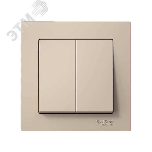 ATLASDESIGN выключатель двухклавишный, сх.5, 10АХ, в сборе, ПЕСОЧНЫЙ - фото 2