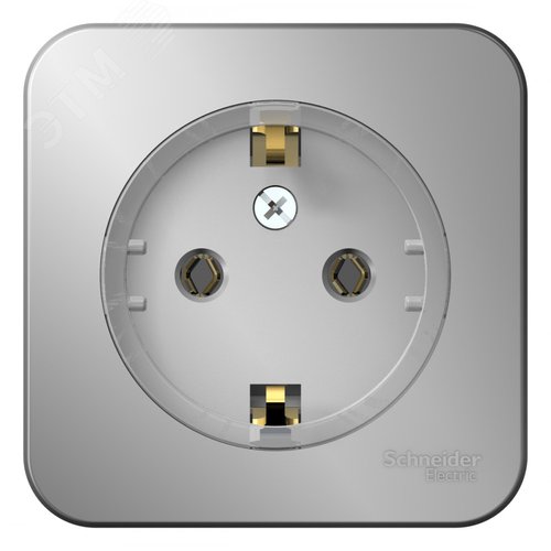 Изображение товара Розетка BLANCA наружная, с заземлением, без шторок, (тонкая), с изолирующей пластиной 16А, 250В, алюминий (шт)