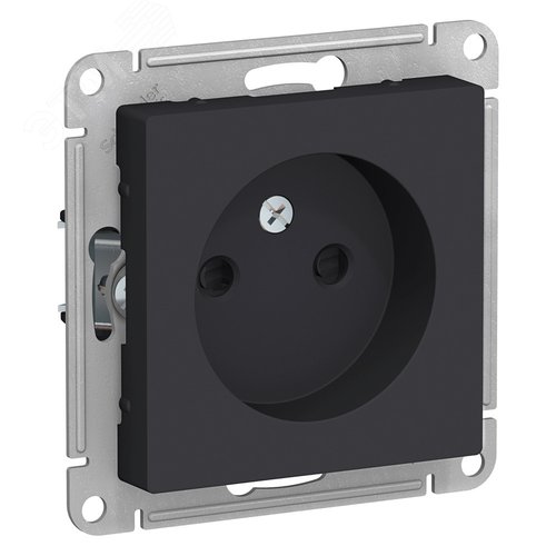 Изображение товара Розетка ATLASDESIGN без заземления со шторками 16А механизм карбон (шт)