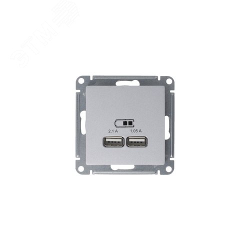 Розетка ATLASDESIGN USB 5В 1 порт x 2,1 А 2 порта х 1,05 А механизм жемчуг - фото 3