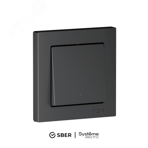 Изображение товара ATLASDESIGN SMART 1-кл. ВЫКЛЮЧАТЕЛЬ с подсв., Zigbee, сх.1, L+N, 10А, мех., КАРБОН (шт)