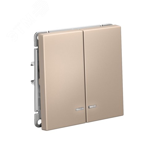 ARTGALLERY 2-клавишный ВЫКЛЮЧАТЕЛЬ с подсветкой, сх.5а, 10АХ, механизм, быстрозажимные клеммы, ПЕСОЧНЫЙ - фото 4