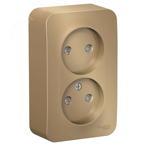 Изображение товара Розетка BLANCA наружная двойная, без заземления, со шторками, с изолирующей пластиной, 16А, 250В, титан (шт)