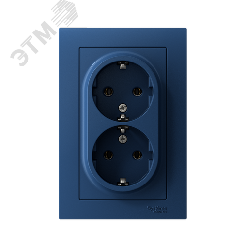 ATLASDESIGN РОЗЕТКА двойная с заземлением, 16А, в сборе, АКВАМАРИН - фото 2
