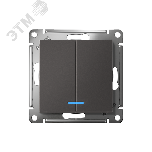 ATLASDESIGN 2-клавишный ВЫКЛЮЧАТЕЛЬ с подсветкой, сх.5а, 10АХ, механизм, БАЗАЛЬТ - фото 2