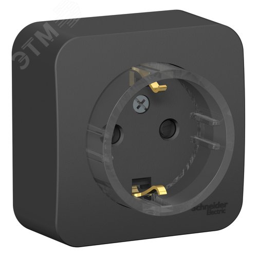 Розетка наружная BLANCA с заземлением со шторками (тонкая) изоляционная пластина 16А 250В антрацит - фото 3