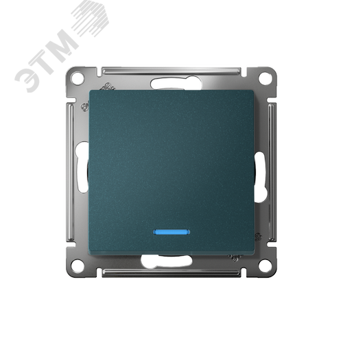 Переключатель одноклавишный ATLASDESIGN с подсветкой схема 6а 10АХ механизам изумруд - фото 2