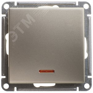 W59 Переключатель одноклавишный с подсв. 10АХ, механизм, шампань - фото 1