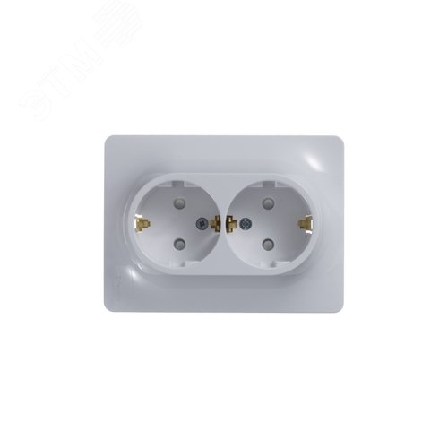 GLOSSA Розетка двойная с заземлением со шторками в сборе белая - фото 6