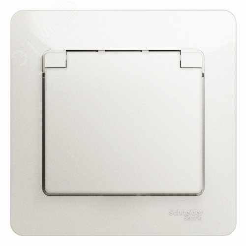 Изображение товара GLOSSA Розетка с заземлением со шторками с крышкой IP20 перламутр в сборе (шт)