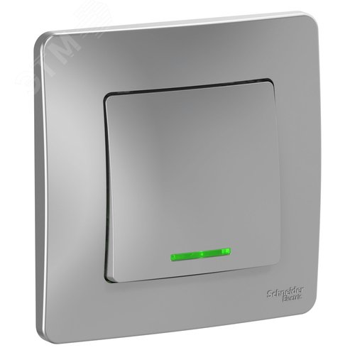 Изображение товара Переключатель одноклавишный BLANCA скрытой установки (cх.6) с подсветкой, 10а, 250В, алюминий (шт)