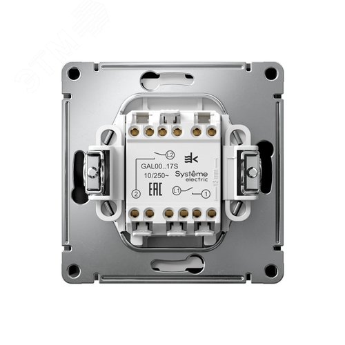 ARTGALLERY 2-клавишный ВЫКЛЮЧАТЕЛЬ КНОПОЧНЫЙ, 10АХ, механизм, быстрозажимные клеммы, КАРБОН - фото 2