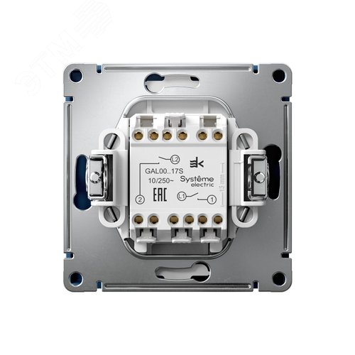 ARTGALLERY 2-клавишный ВЫКЛЮЧАТЕЛЬ КНОПОЧНЫЙ, 10АХ, механизм, быстрозажимные клеммы, АКВАМАРИН - фото 2