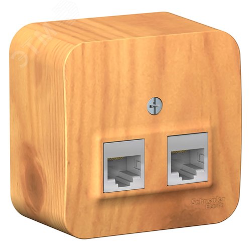 Розетка BLANCA наружная двойная компьютерная RJ45, кат.5e, с изолирующей пластиной, ясень - фото 1