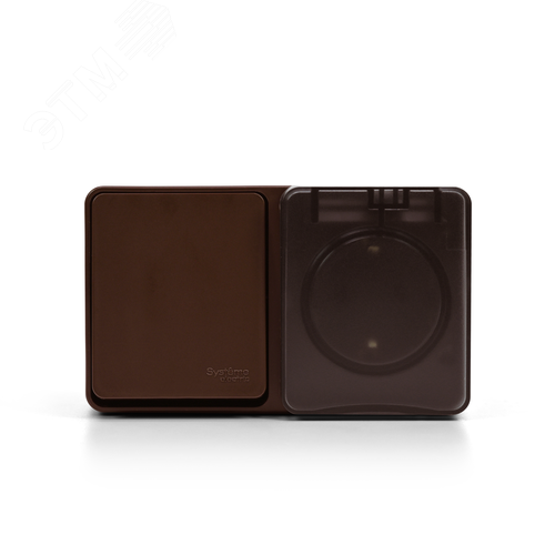 AtlasDesign PROFI IP54 О/У БЛОК: РОЗ. з/к со шт. 16А, ВЫКЛ.1-клав.10А, КОРИЧНЕВЫЙ - фото 3