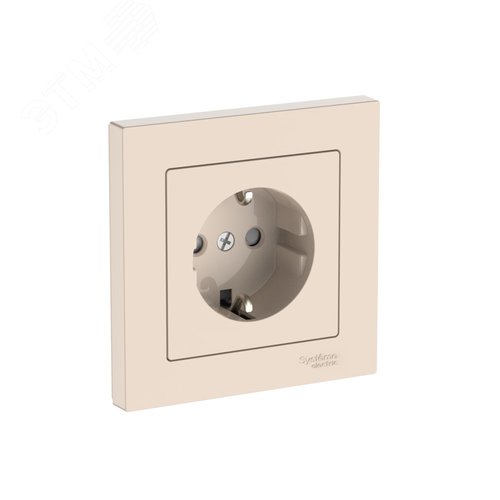 ATLASDESIGN РОЗЕТКА с заземлением со шторками, 16А, в сборе, быстрозажимные клеммы, БЕЖЕВЫЙ - фото 1