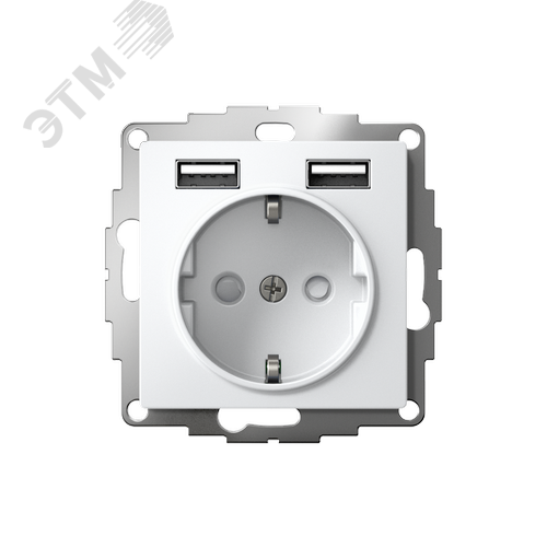 ATLASDESIGN РОЗЕТКА 16А с 2 USB A+A, 5В/2,4А, 2х5В/1,2А, механизм, БЕЛЫЙ - фото 2