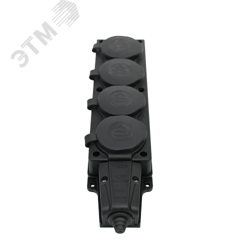 Колодка 4х розетка четырехместная 2К+З каучуковая 16А/250В IP44 Чёрная MultiSet - фото 2