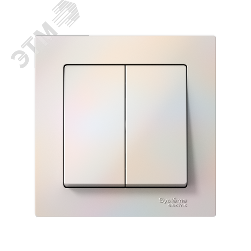 Выключатель двухклавишный ATLASDESIGN схема 5 10АХ в сборе жемчуг - фото 2