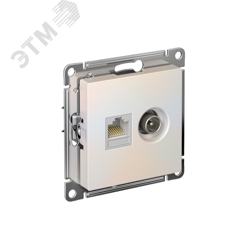 Изображение товара Розетка ATLASDESIGN двойная компьютерная+ТВ RJ45+TV категория 5E механизм жемчуг (шт)