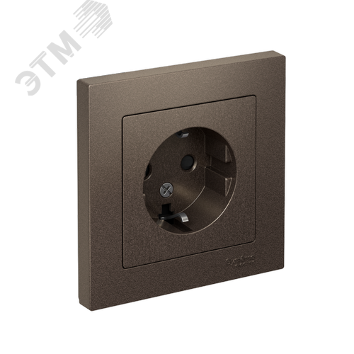 Изображение товара Розетка ATLASDESIGN с заземлением со шторками 16А в сборе мокко (шт)