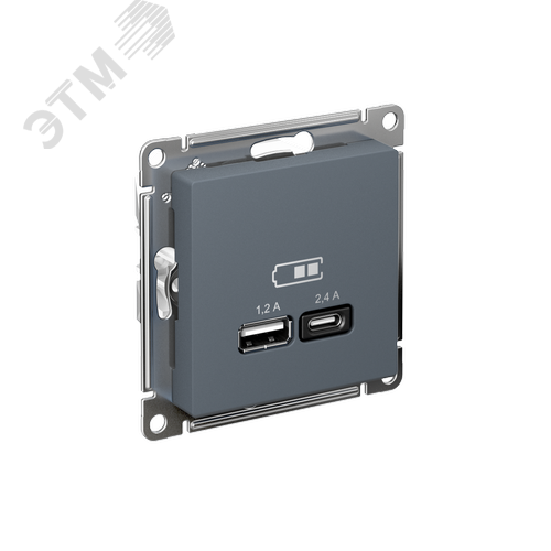 РОЗЕТКА USB ATLASDESIGN A+С, 5В/2,4А, 2х5В/1,2А, механизм, ГРИФИЛЬ - фото 1