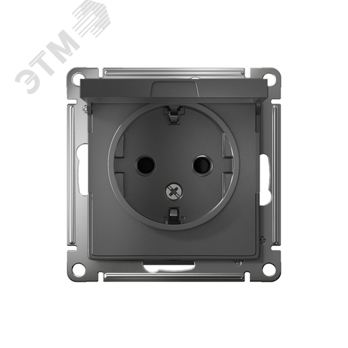 Розетка ATLASDESIGN с заземлением со шторками с крышкой 16А IP20 механизм сталь - фото 2