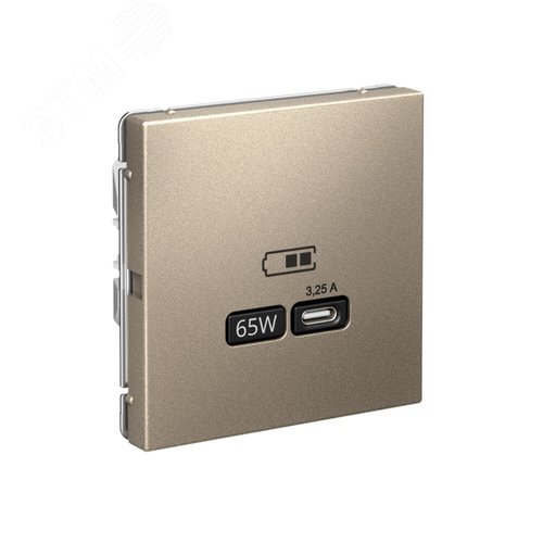 ARTGALLERY USB розетка тип-С 65Вт высокоскор.заряд. QC, PD, механизм, шампань - фото 2