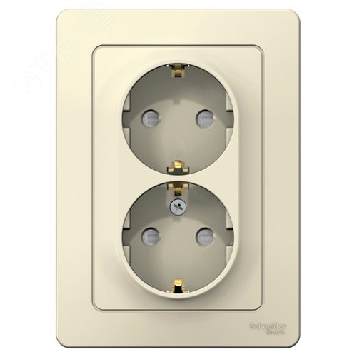 BLANCA скрытой установки розетка двойная с заземлением со шторками, 16А, 250В, молочный - фото 3
