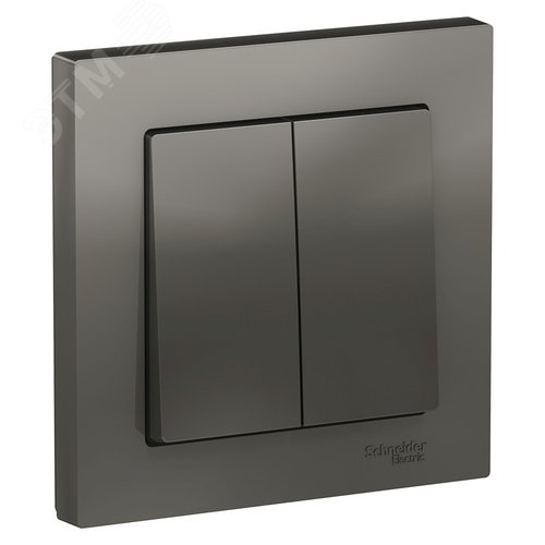 Изображение товара Выключатель двухклавишный ATLASDESIGN схема 5 10АХ в сборе сталь (шт)