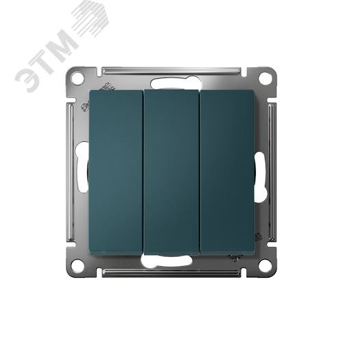 Выключатель трехклавишный ATLASDESIGN схема 1+1+1 10АХ механизм изумруд - фото 2