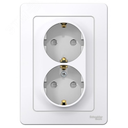 BLANCA скрытой установки розетка двойная с заземлением со шторками, 16А, 250В, белый - фото 5