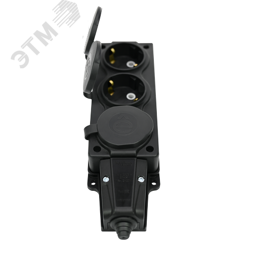 Колодка 3х розетка тройная 2К+З каучуковая        16А/250В IP44 Чёрная MultiSet - фото 4