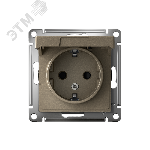 Розетка ATLASDESIGN с заземлением со шторками с крышкой 16А IP20 механизм шампань - фото 2