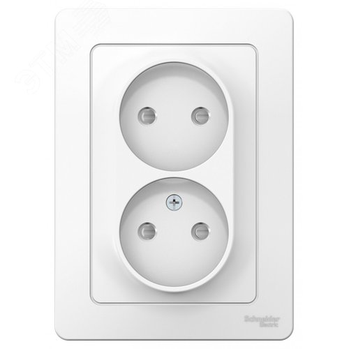 BLANCA скрытой установки розетка двойная без заземления со шторками, 16А, 250В, белый - фото 3