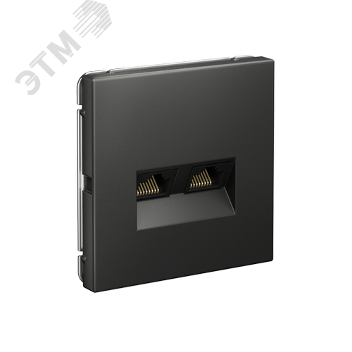 ARTGALLERY РОЗЕТКА двойная компьютерная RJ45+RJ45, кат. 5е, механизм, БАЗАЛЬТ - фото 2