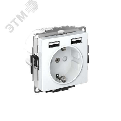 ATLASDESIGN РОЗЕТКА 16А с 2 USB A+A, 5В/2,4А, 2х5В/1,2А, механизм, БЕЛЫЙ - фото 1