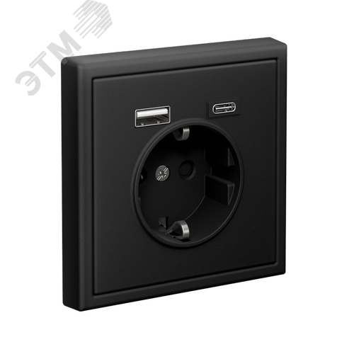 ARTGALLERY розетка 16А с 2 USB A+C, 5В/2,4А/3,0А, 2х5В/1,5А, механизм, карбон - фото 4