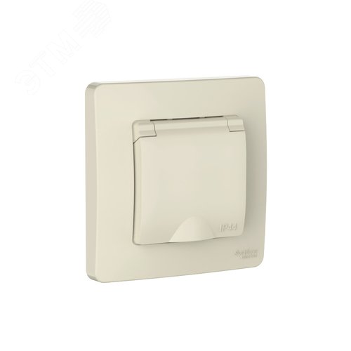 Изображение товара BLANCA С/У IP44 РОЗЕТКА с заземл. со шторк., с крышкой, 16А, 250В, МОЛОЧНЫЙ (шт)