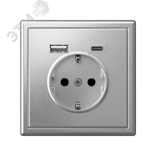 ARTGALLERY розетка 16А с 2 USB A+C, 5В/2,4А/3,0А, 2х5В/1,5А, механизм, алюминий - фото 5