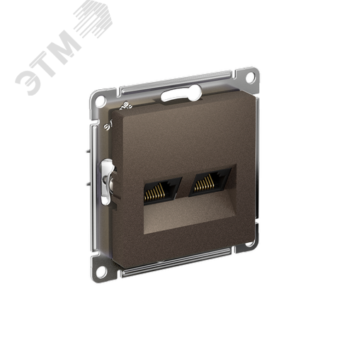 Изображение товара Розетка ATLASDESIGN двойная компьютерная RJ45+RJ45 категория 5E механизм мокко (шт)
