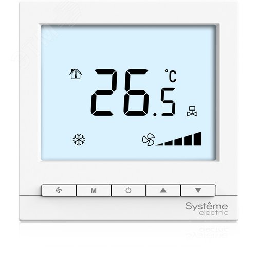 Изображение товара Термостат комнатный цифровой, О/Н/В для 4тр 3ск FCU и клап 0-10В, 1TI 1DI 3DO 2AO Modbus бел ~230В BS (шт)