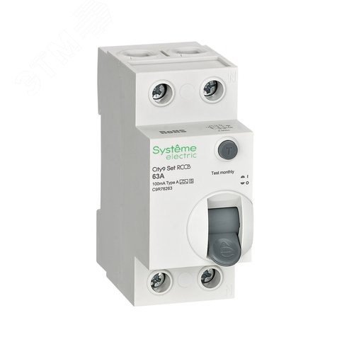Выключатель дифференциального тока селективный (ВДТ/УЗО) 63А 2P 100мА A-S 230В City9 Set - фото 1