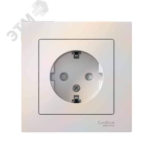 Розетка ATLASDESIGN с заземлением со шторками 16А в сборе жемчуг - фото 2
