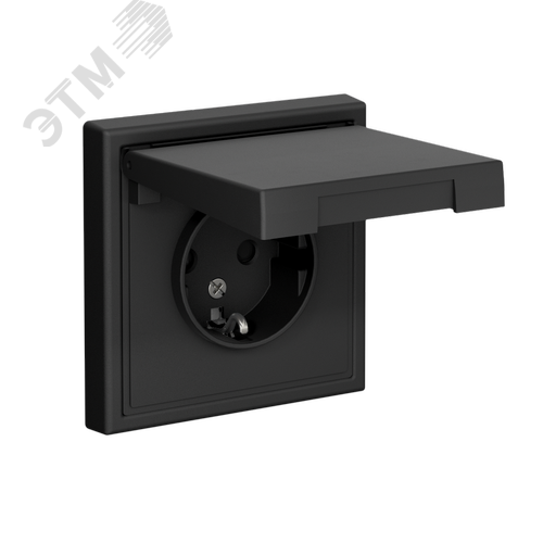 ARTGALLERY розетка с заземл. со шторк. с крышкой, 16А, IP20, механизм, карбон - фото 4